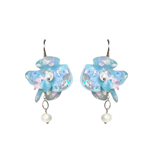 Fairy Prism Bloom Earrings - Cosmic Blue -