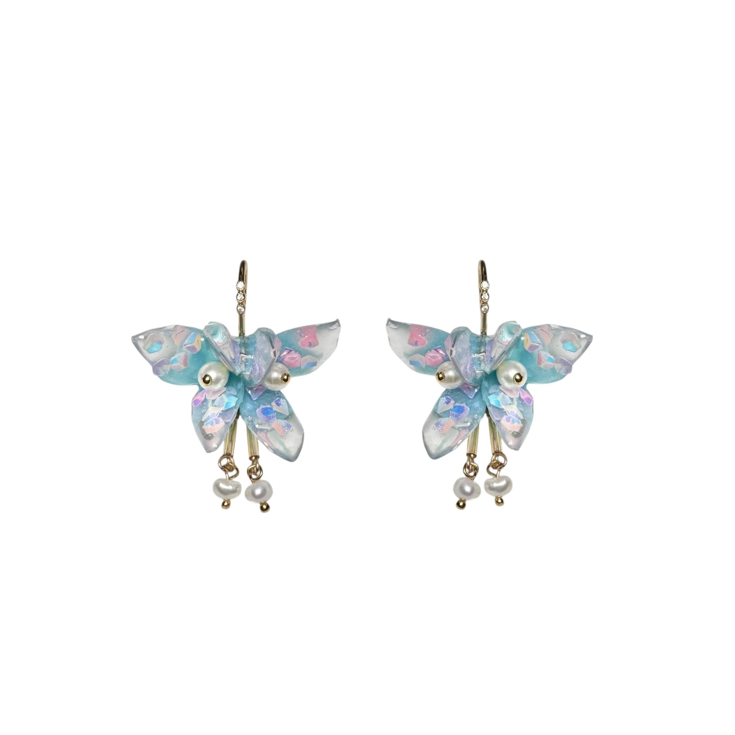 Fairy Prism Papillon Earrings - Cosmic Blue -