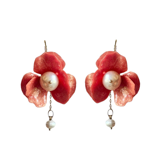Anemone Splendens Earrings - Citrus Orange -