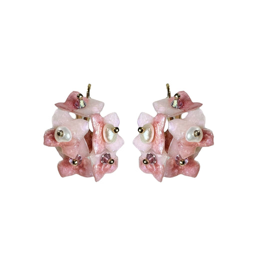 Hydrangea Bloom Earrings - Blush Rain -