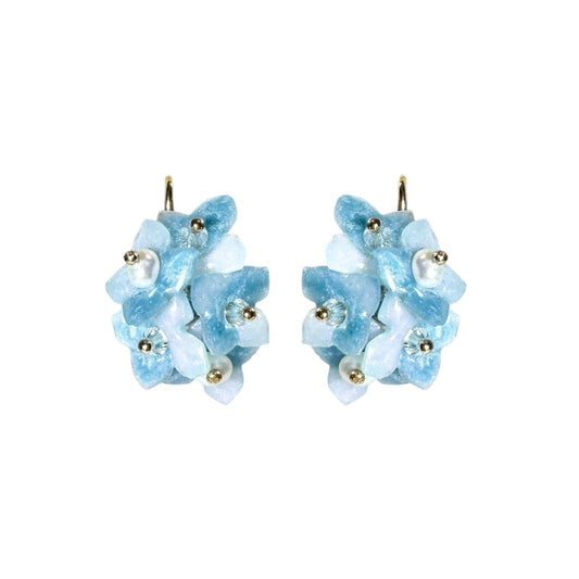 Hydrangea Bloom Earrings - Mist Blue -