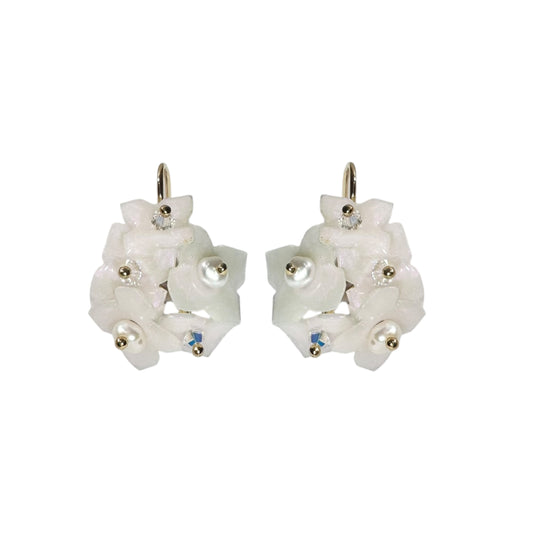Hydrangea Bloom Earrings - Drizzle White -