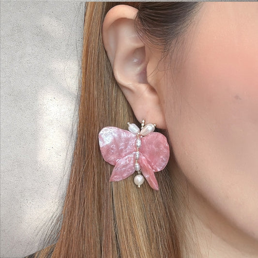 Whispering Butterfly Earrings - Pink Chiffon -