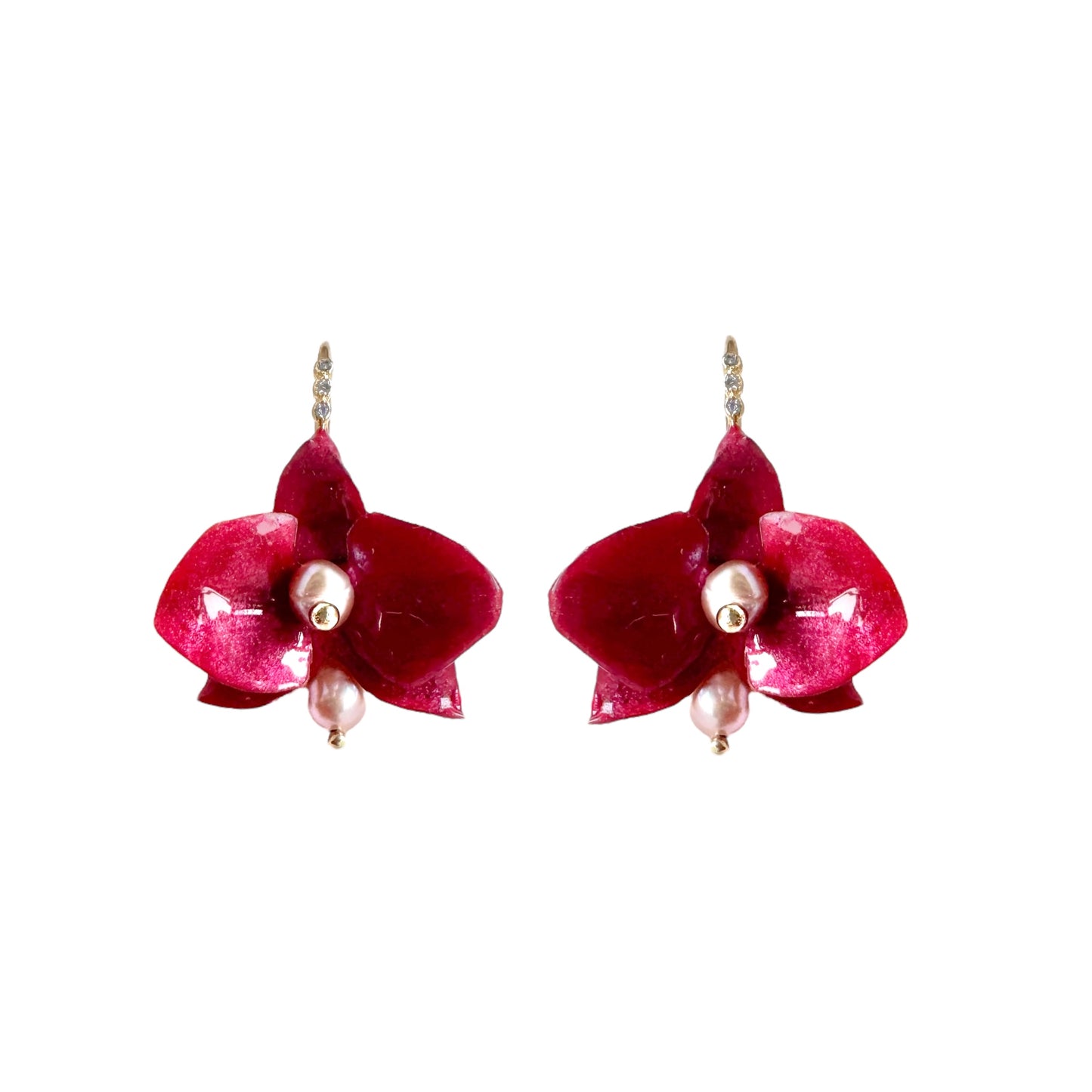 デンティー・オーキッド・ピアス 小さな胡蝶蘭  -バーガンディー-