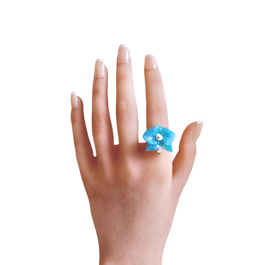Dainty Orchid Ring - Milky Opal -