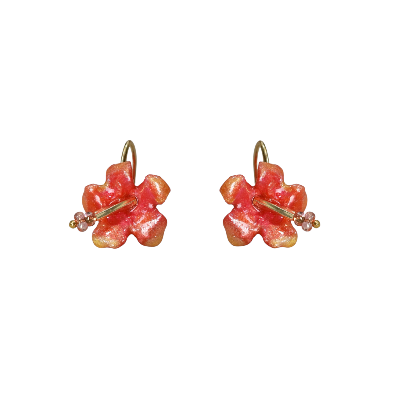 Hibiscus Glow Earrings - Sunset