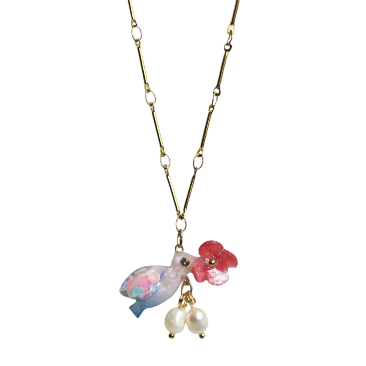 Blue Jay Bird Necklace