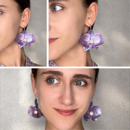 Eternal Orchid Earrings - Lavender Purple  -