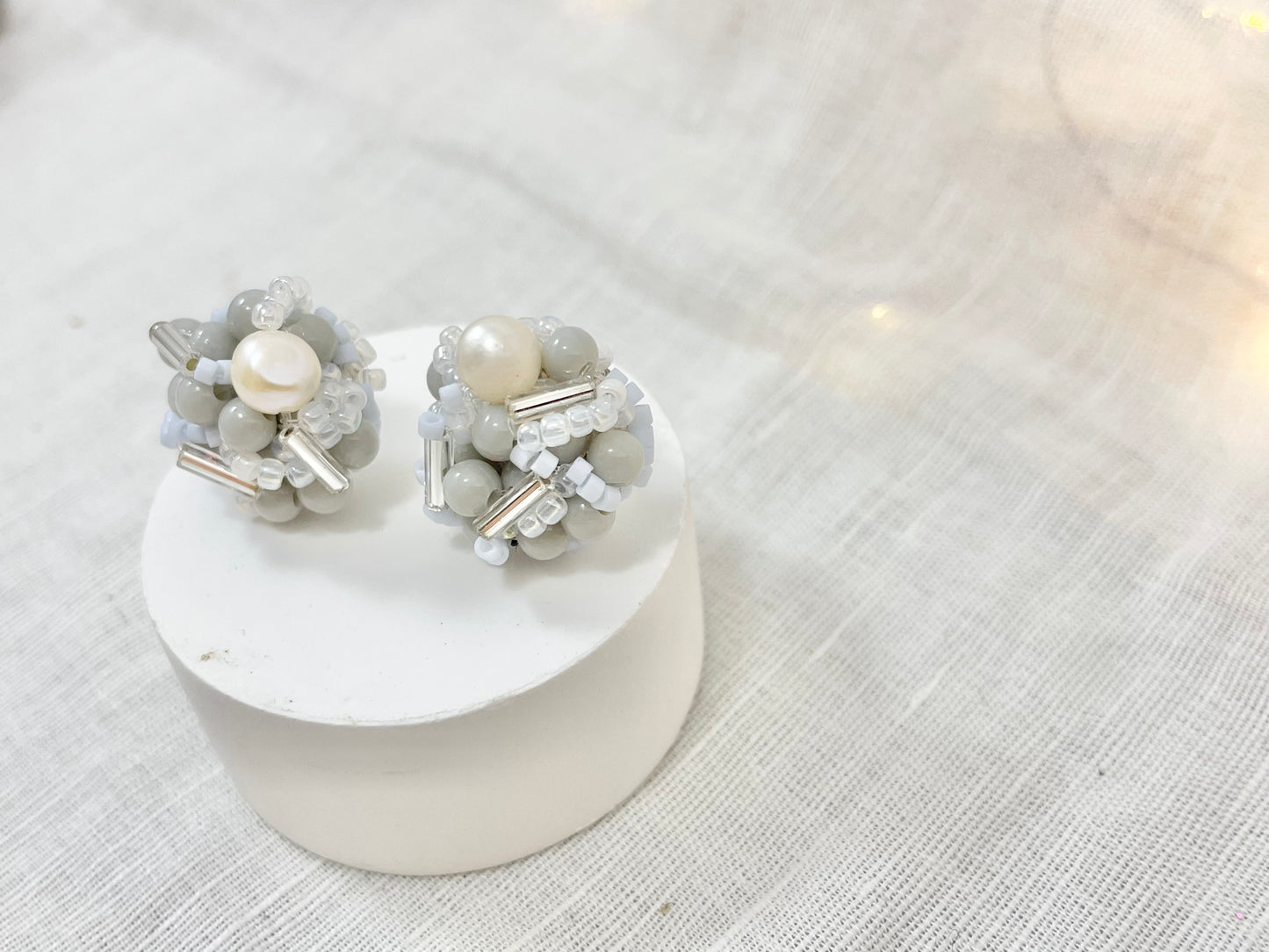 Hand beaded earrings - gem bouquet -