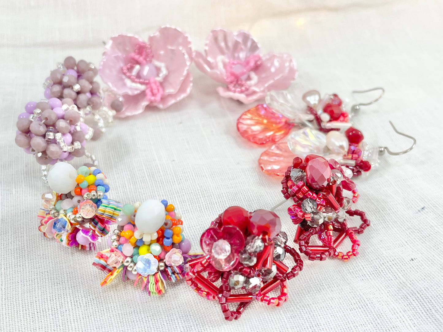 Hand beaded earrings - mix candy -