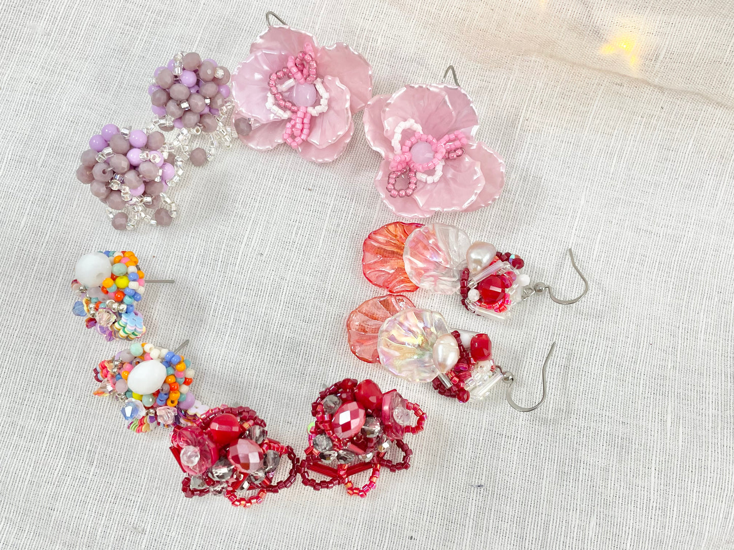 Hand beaded earrings - tsubu -