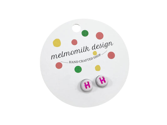 Candy teen Alphabet Studs earrings - H