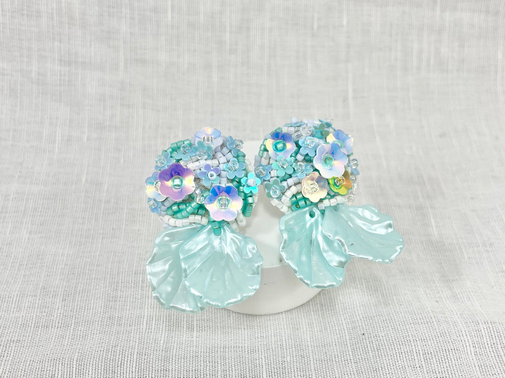 unique gift present colorful jewelry accessory beaded earrings handmade flower sequins