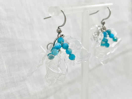 Upcycled earrings - petals - Apatite -
