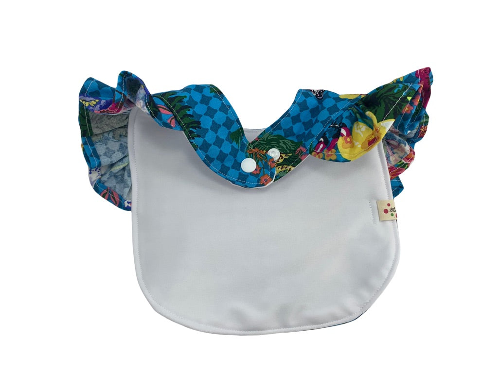 Frill sleeve baby bib -Flower garden-