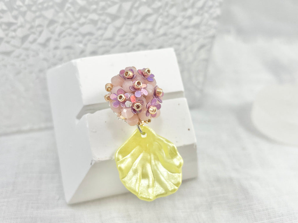 Hand beaded earrings - Pink Opal - 2 ways