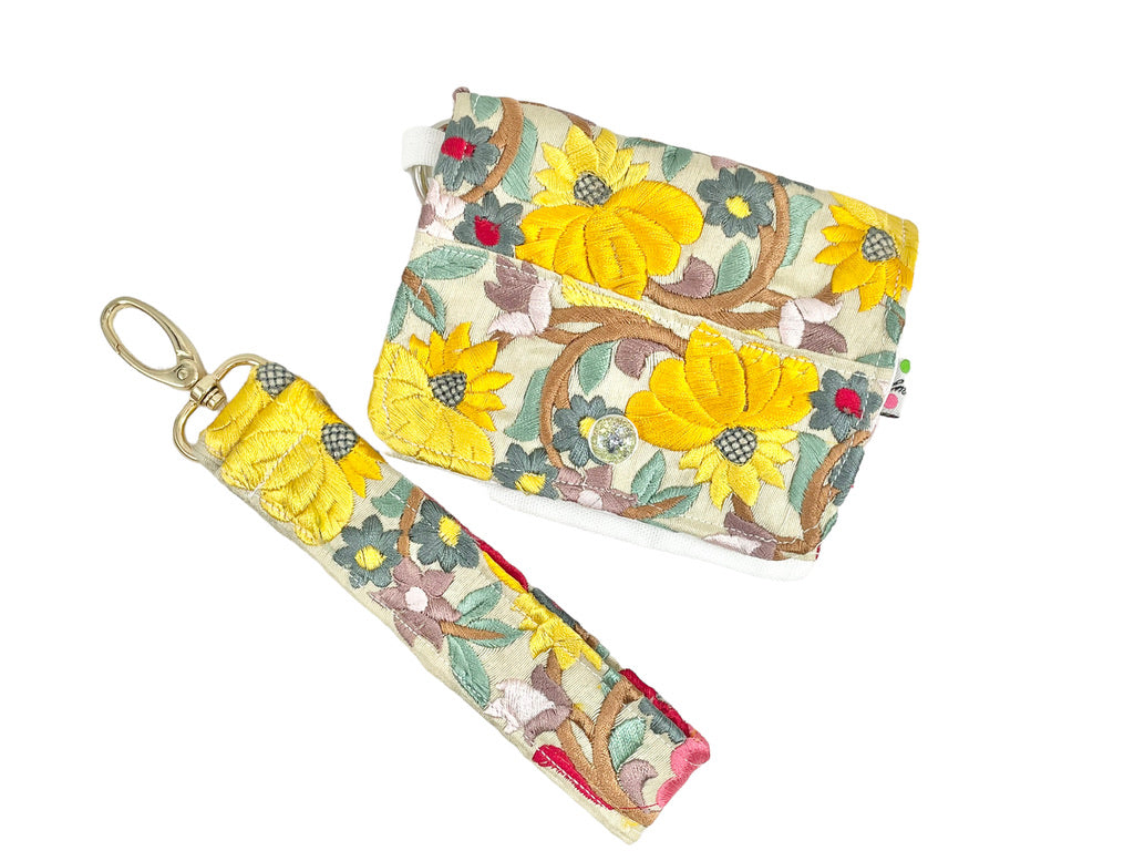 Small Wallet・Indian embroidery ribbon - Yellow -