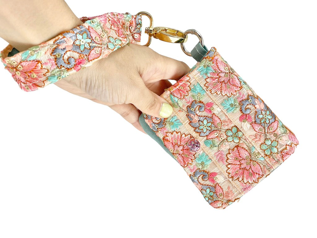 Small Wallet・Indian embroidery ribbon - Pink -