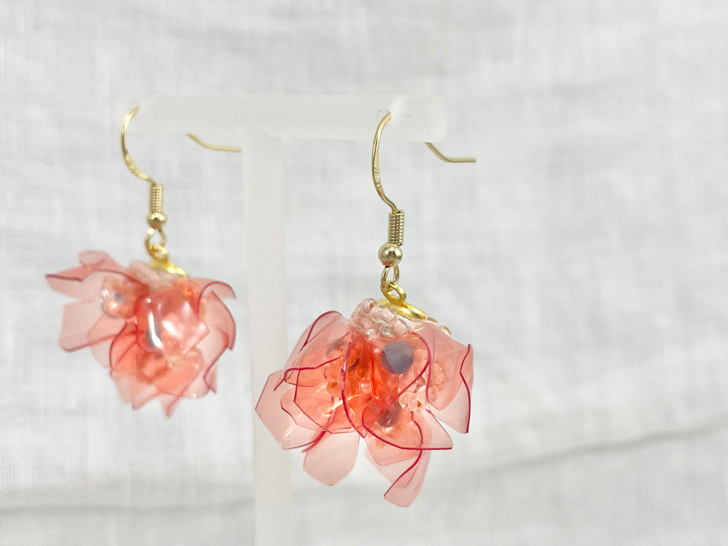 Upcycled earrings - petals - Apatite - 14KGF