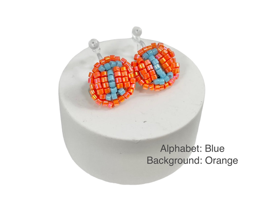 Hand beaded earrings - Alphabet - STUDS