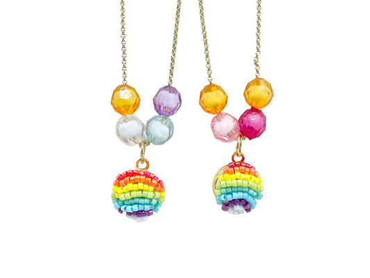 Hand beaded kids necklace - Rainbow-