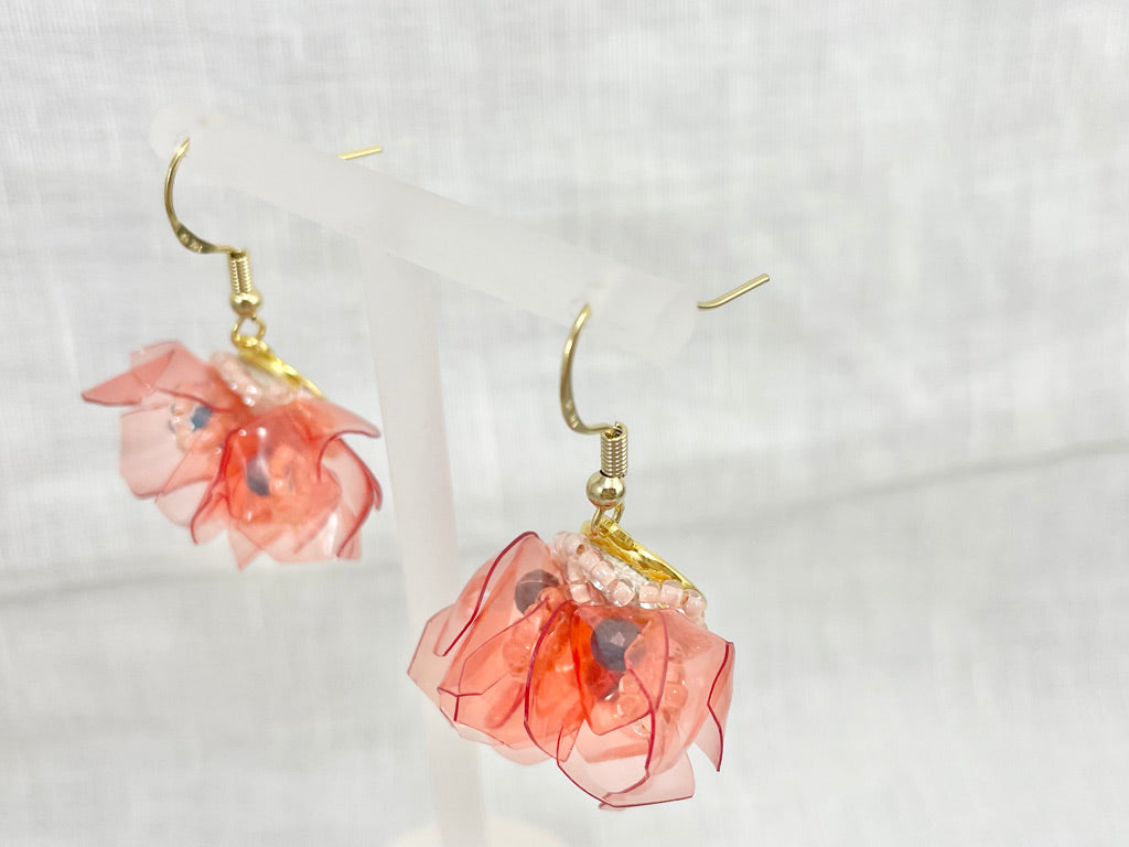 Upcycled earrings - petals - Apatite - 14KGF