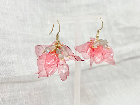 Upcycled earrings - petals - Laboradorite- 14KGF
