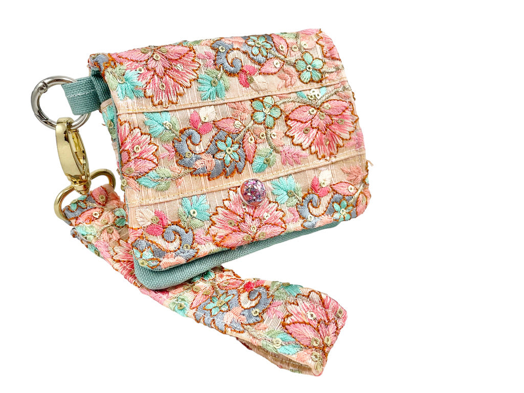 Small Wallet・Indian embroidery ribbon - Pink -