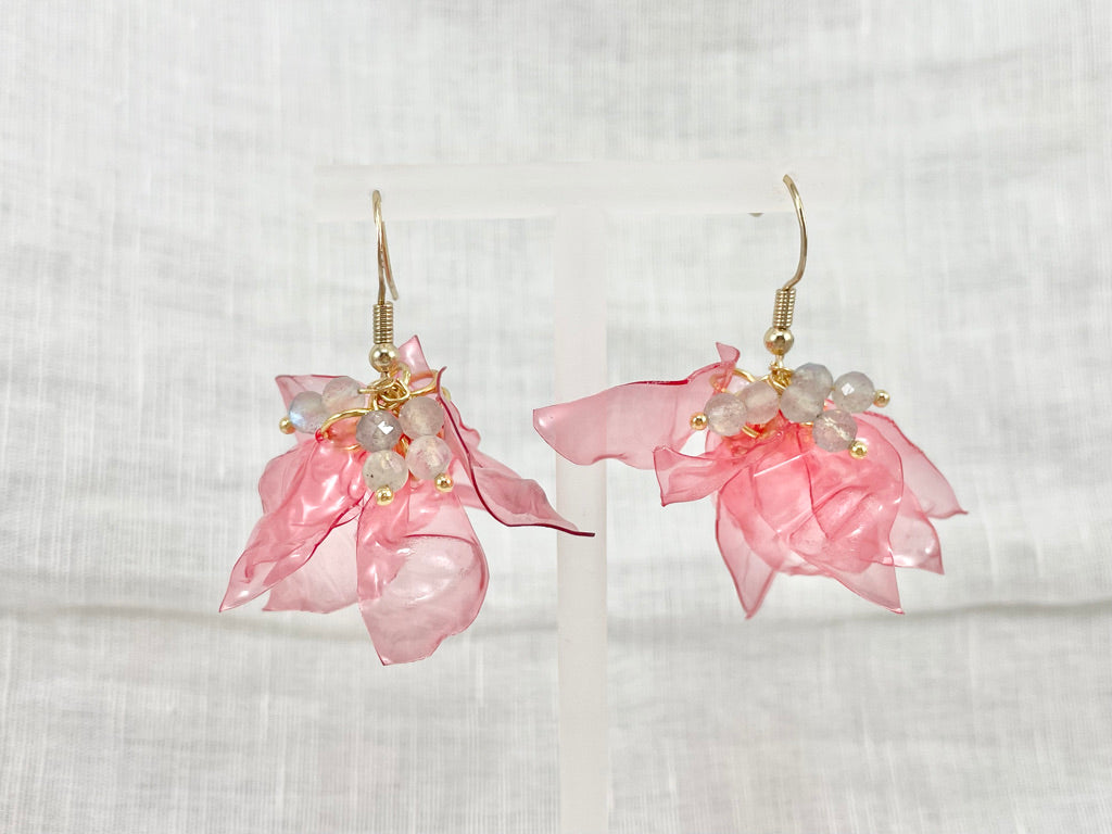 Upcycled earrings - petals - Laboradorite- 14KGF