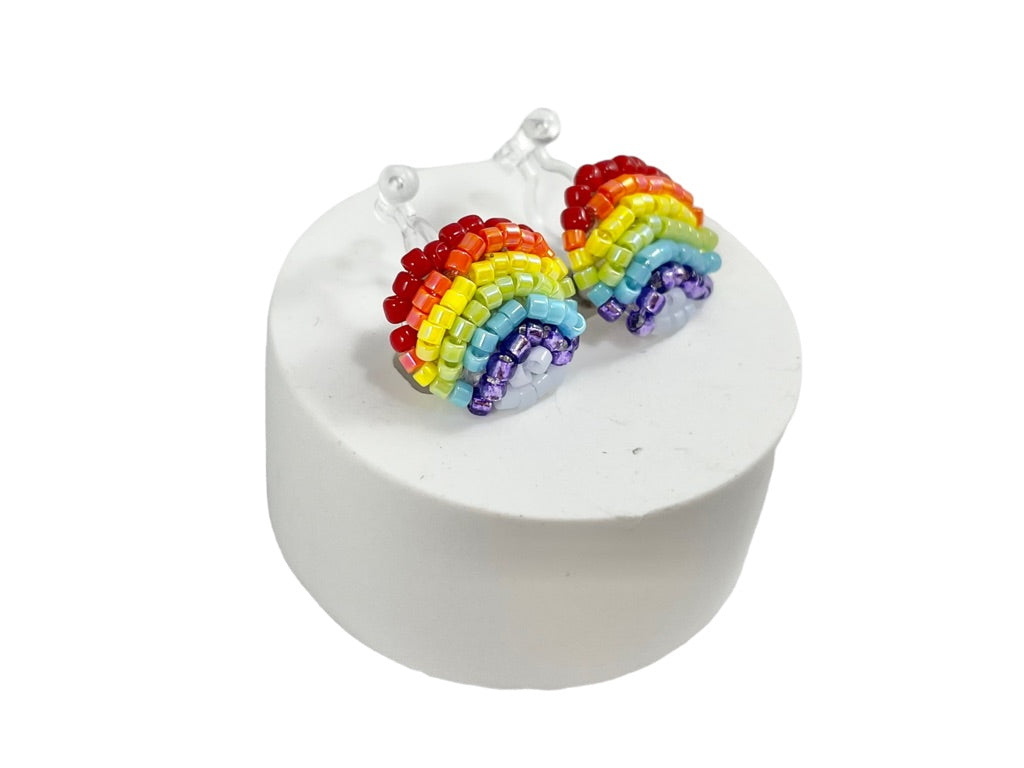 hand-beaded-kids-clip-earrings-flowers-children-gift-present-idea-accessory-jewelry rainbow