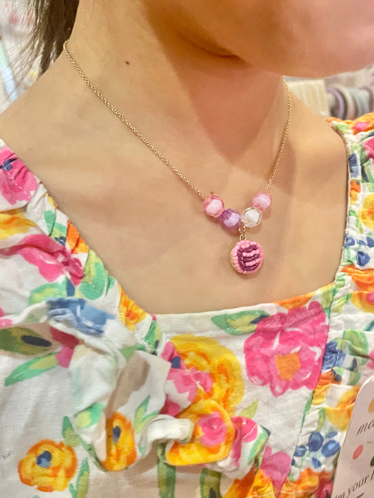 Personalised letter necklace for kids - alphabet beaded pendant