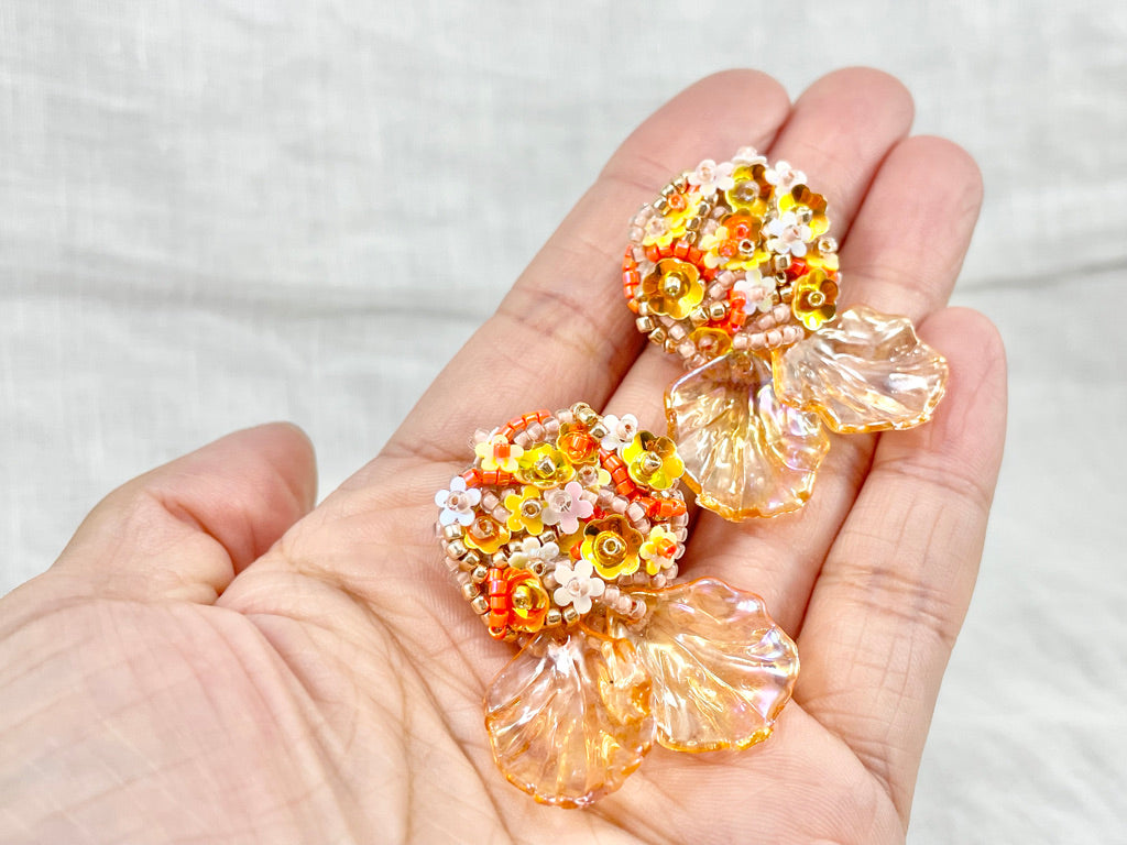 unique gift present colorful jewelry accessory beaded earrings handmade flower sequins