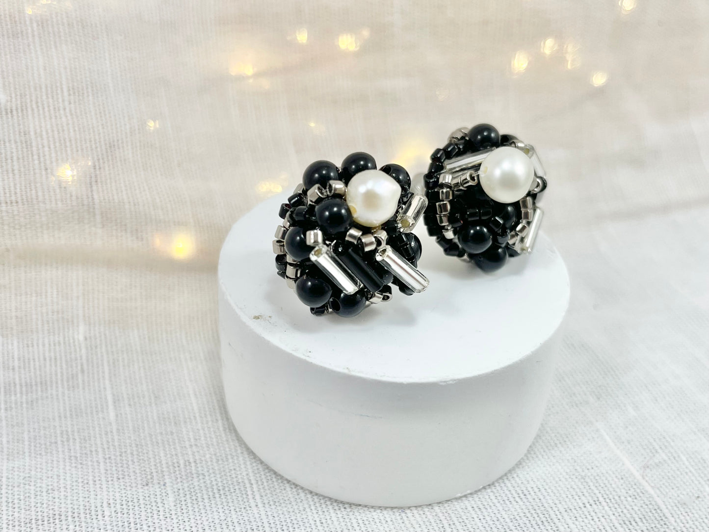 Hand beaded earrings - gem bouquet -
